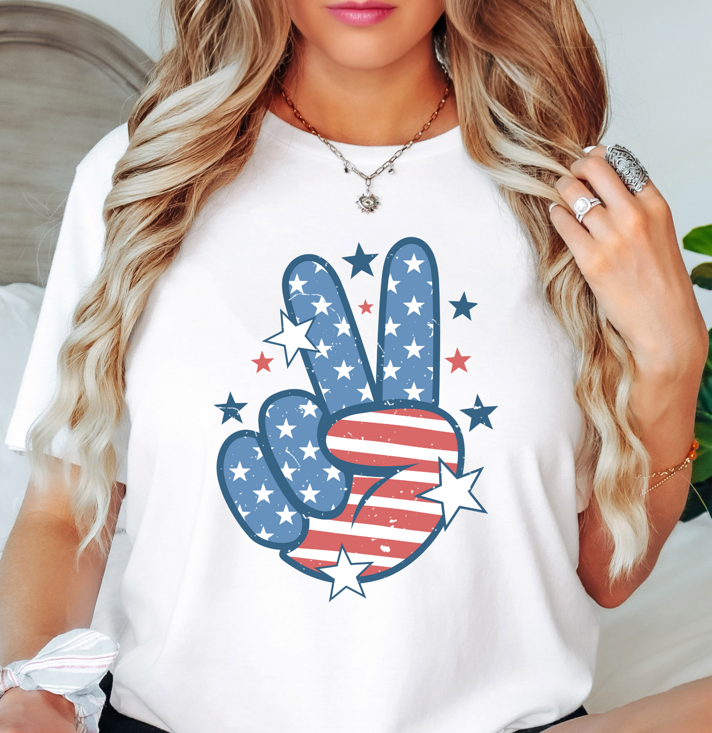 USA Peace Hand Tee | Stars and Stripes Collection | Unisex Pre-Shrunk T-Shirt