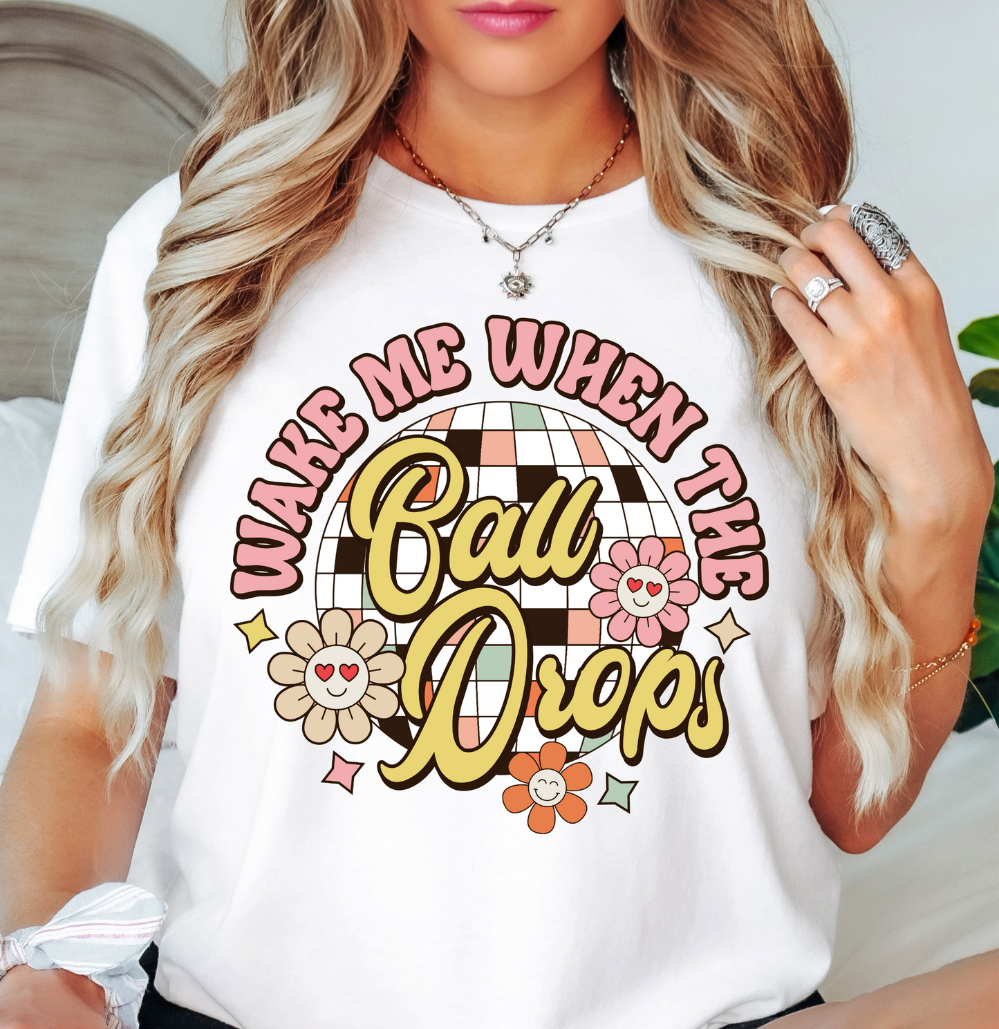 Floral Wake Me When Ball Drops Tee | New Year Magic Collection | Unisex Pre-Shrunk T-Shirt