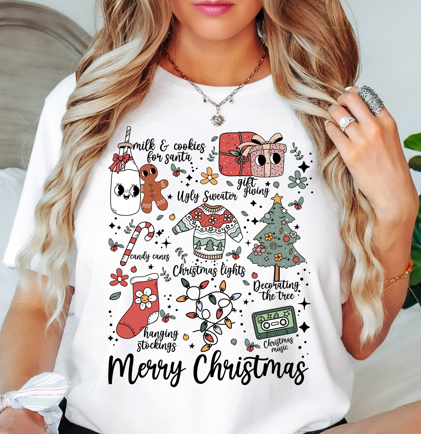 Merry Xmas Doodles Tee | Tis The Season Collection | Unisex Pre-Shrunk T-Shirt