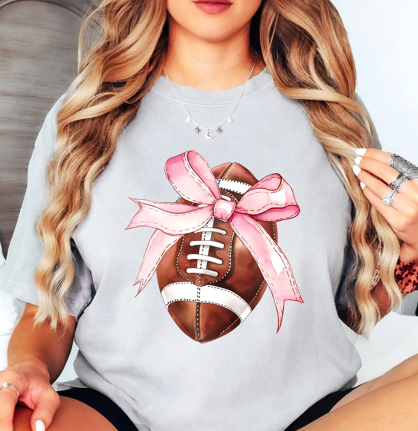Coquette Football Bow Tee | Groovy Vibes Collection | Unisex Pre-Shrunk T-Shirt