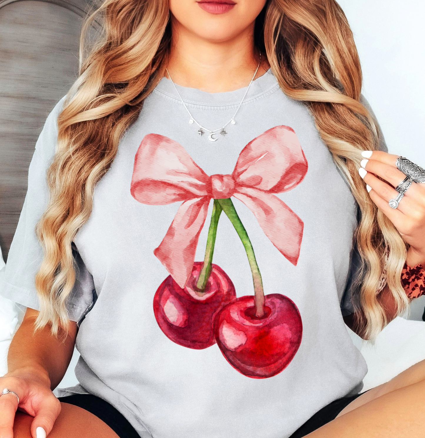 Cute Cherry Bow Tee | Groovy Vibes Collection | Unisex Pre-Shrunk T-Shirt