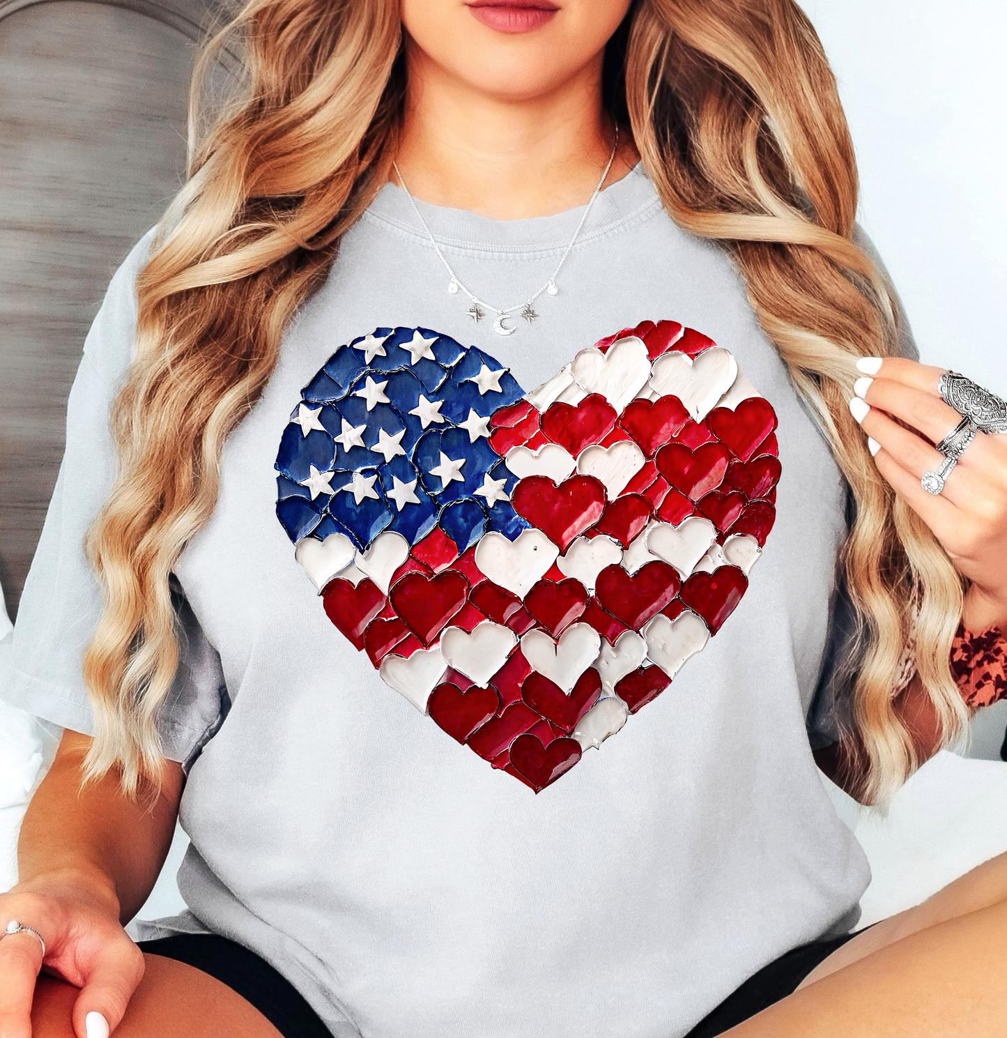 USA Heart Brushstrokes Tee | Stars and Stripes Collection | Unisex Pre-Shrunk T-Shirt