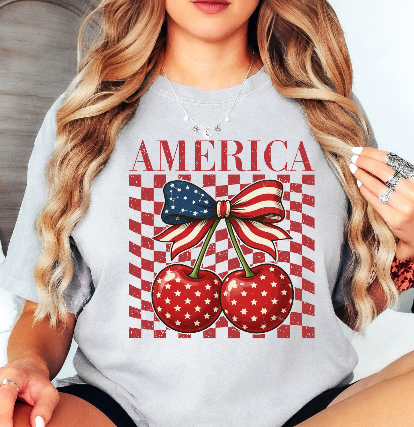 America Cherry Tee | Stars and Stripes Collection | Unisex Pre-Shrunk T-Shirt