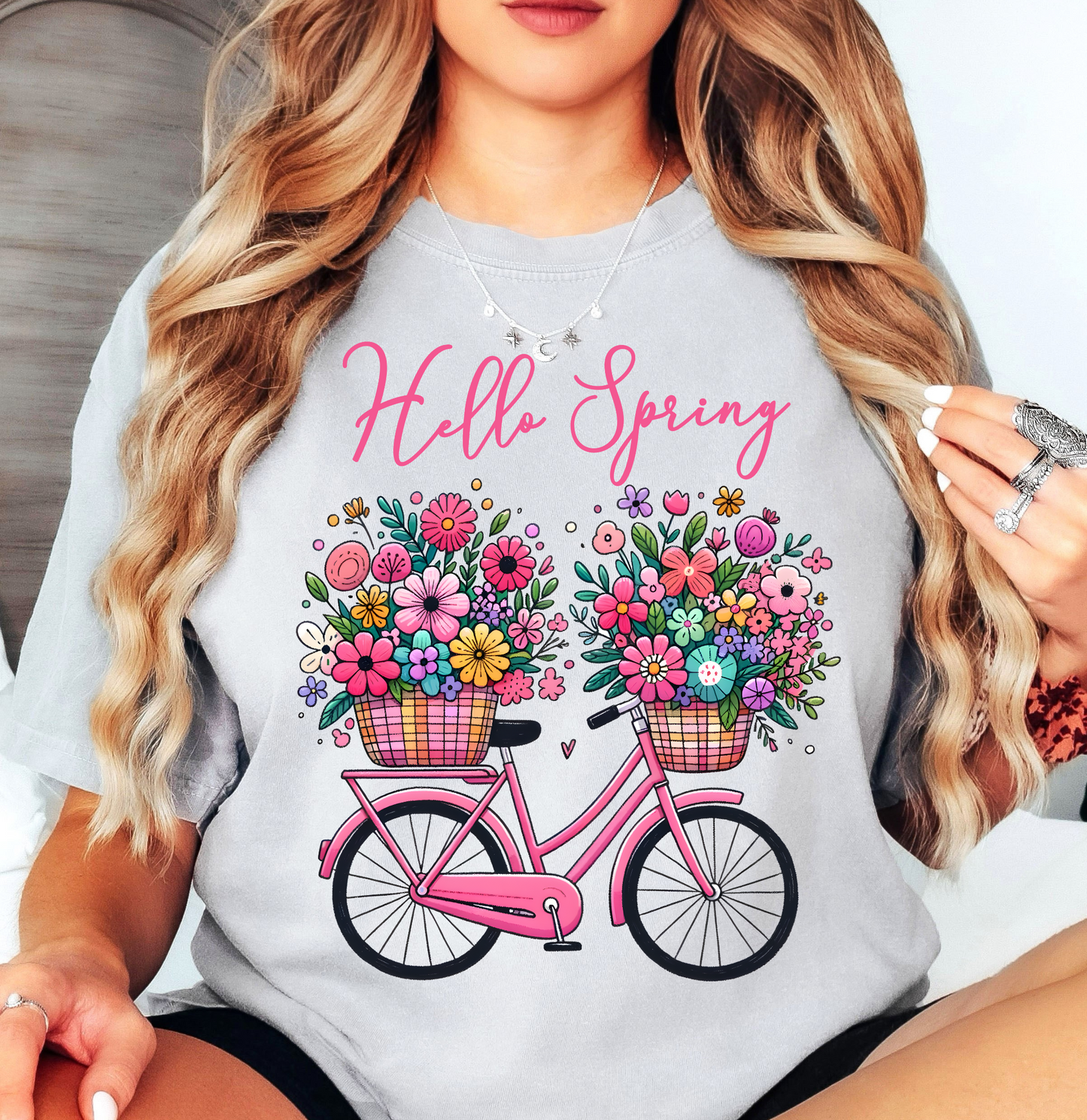 Hello Spring Bicycle Tee | Spring Fling Collection | Unisex Pre-Shrunk T-Shirt