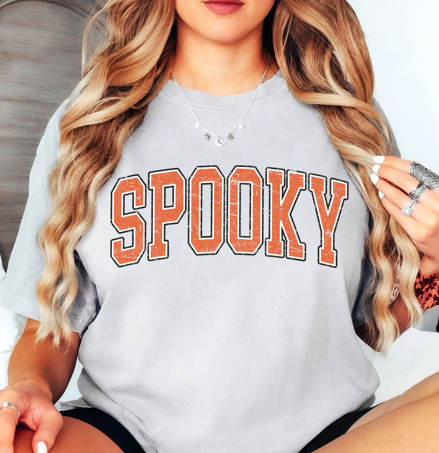 Spooky Varsity Tee | Boo-tiful Vibes Collection | Unisex Pre-Shrunk T-Shirt