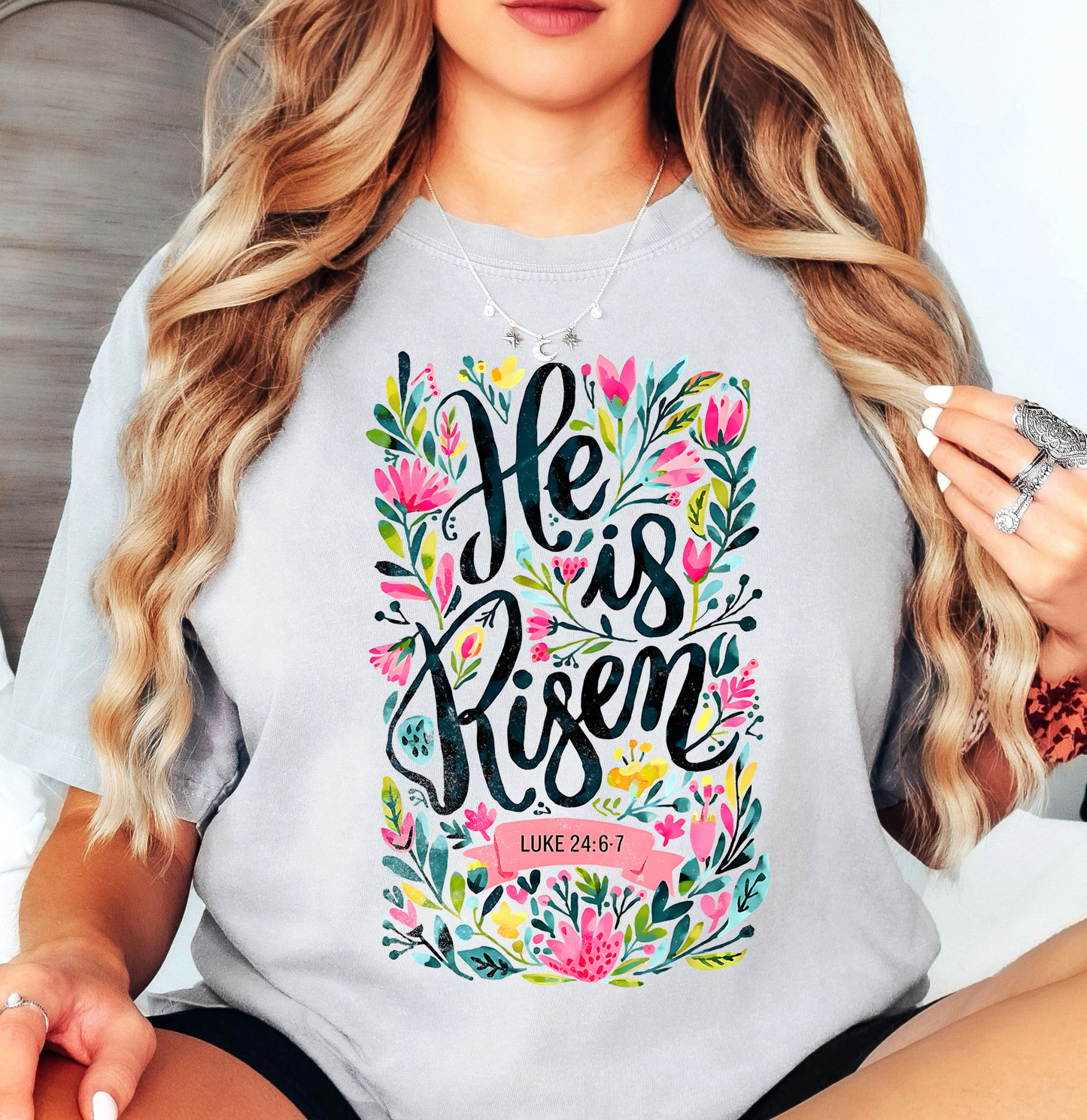 He Is Risen Floral Wreath Tee | Walk By Faith Collection | Unisex Pre-Shrunk T-Shirt