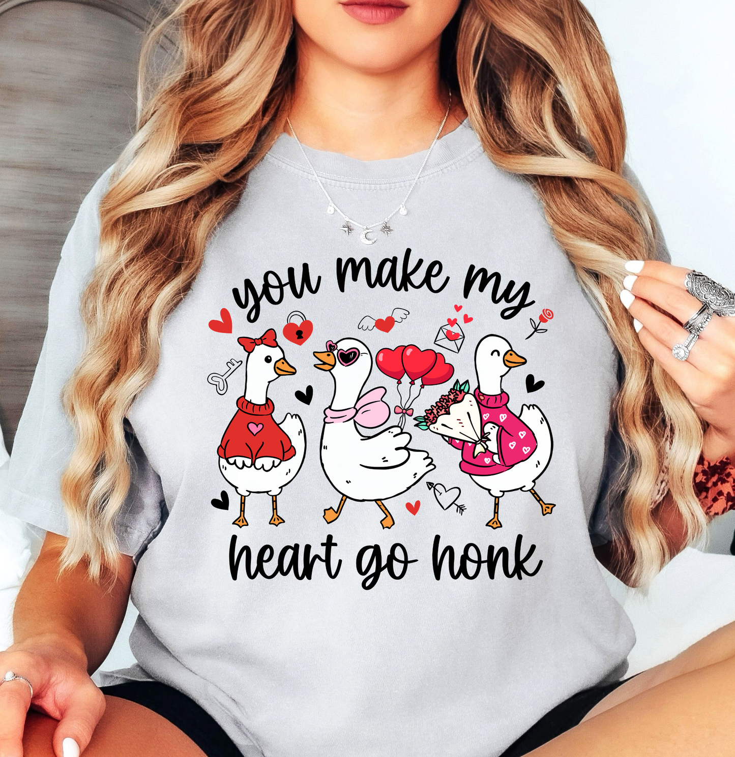 Goose Heart Go Honk Tee | XoXo Love Collection | Unisex Pre-Shrunk T-Shirt