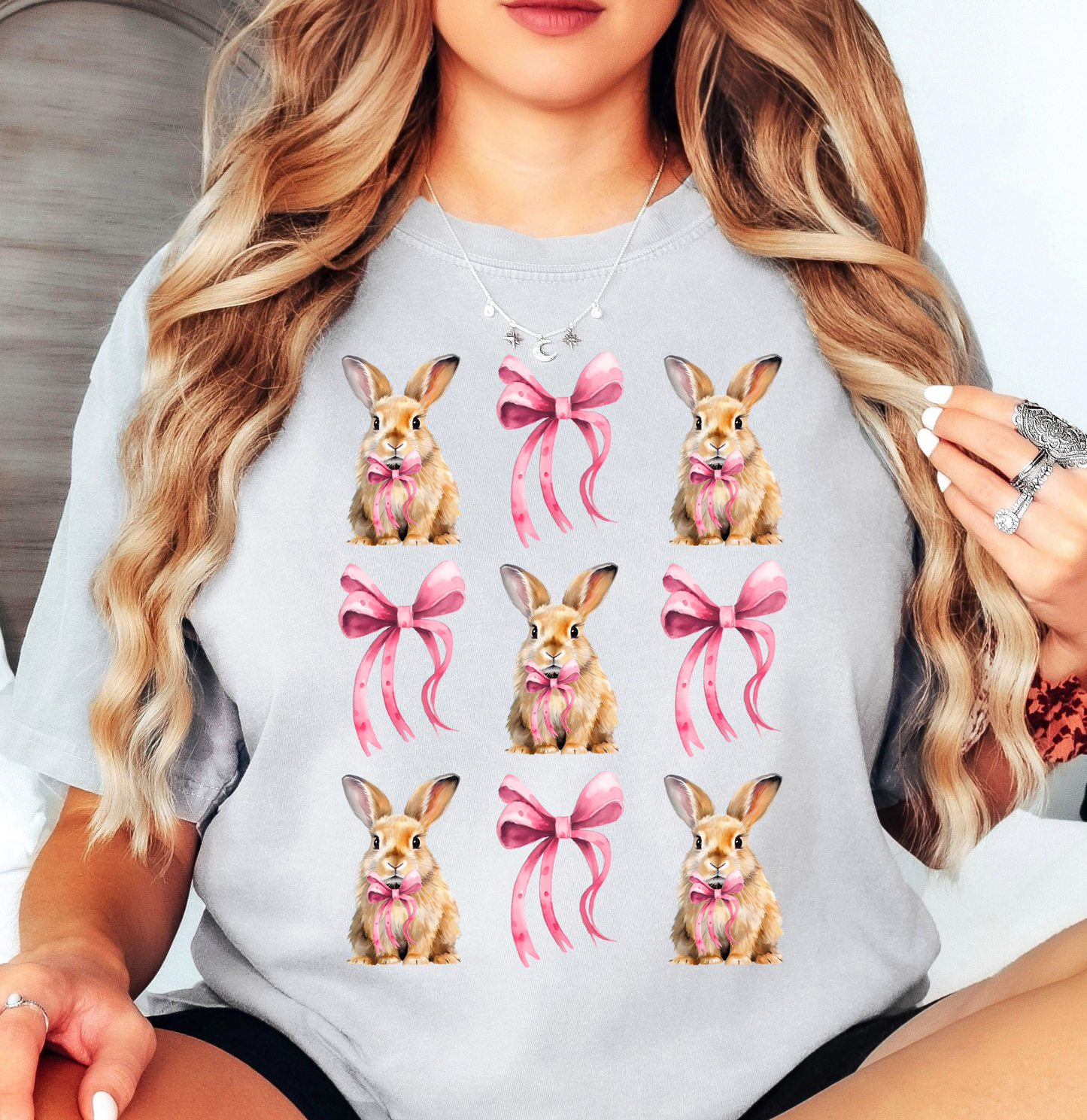 Coquette Bow and Bunnies Tee | Hoppin' Into Spring Collection | Unisex Pre-Shrunk T-Shirt