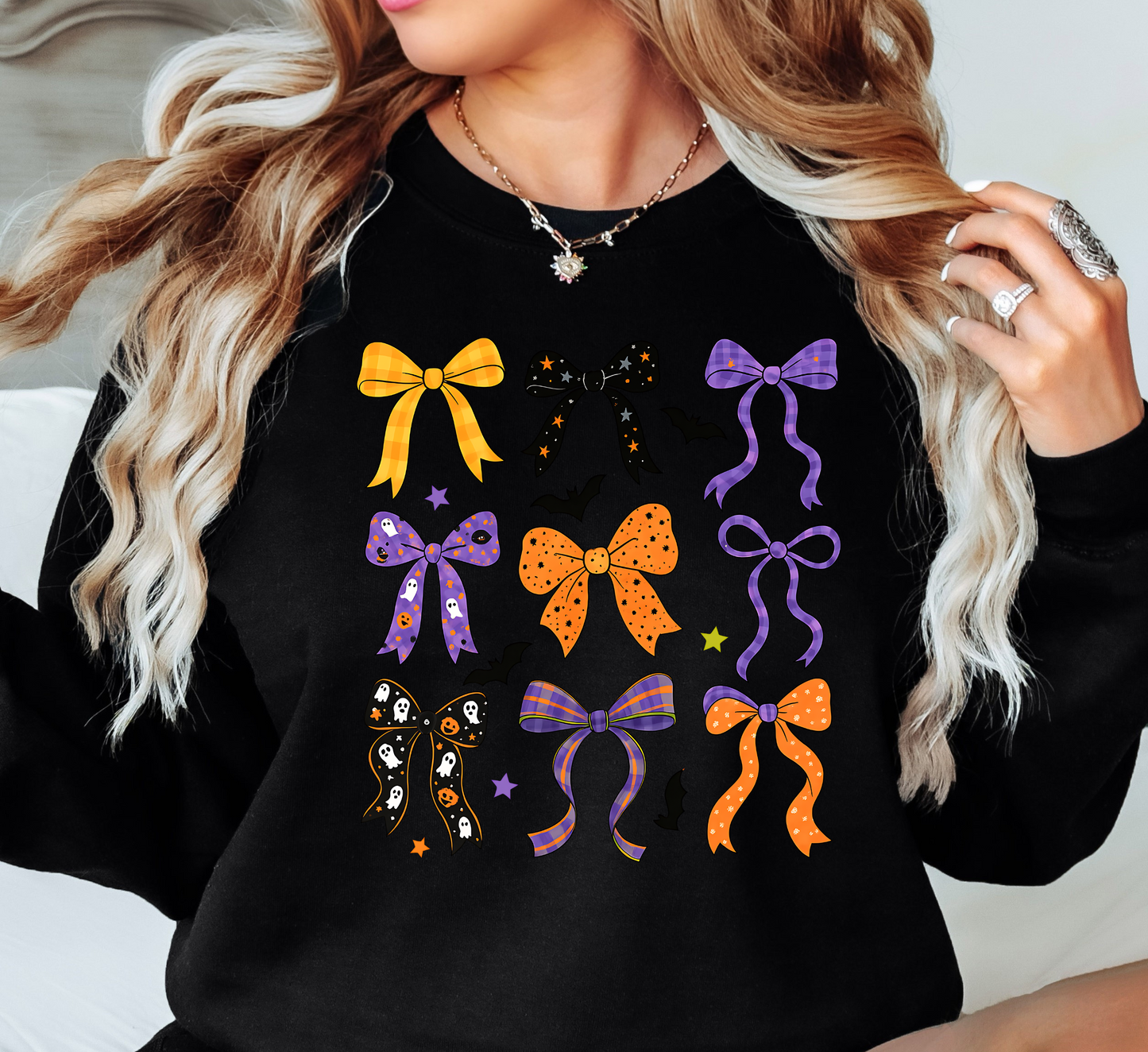 Spooky Halloween Bows Sweatshirt | Boo-tiful Vibes Collection | Unique Gifts for Family Friends