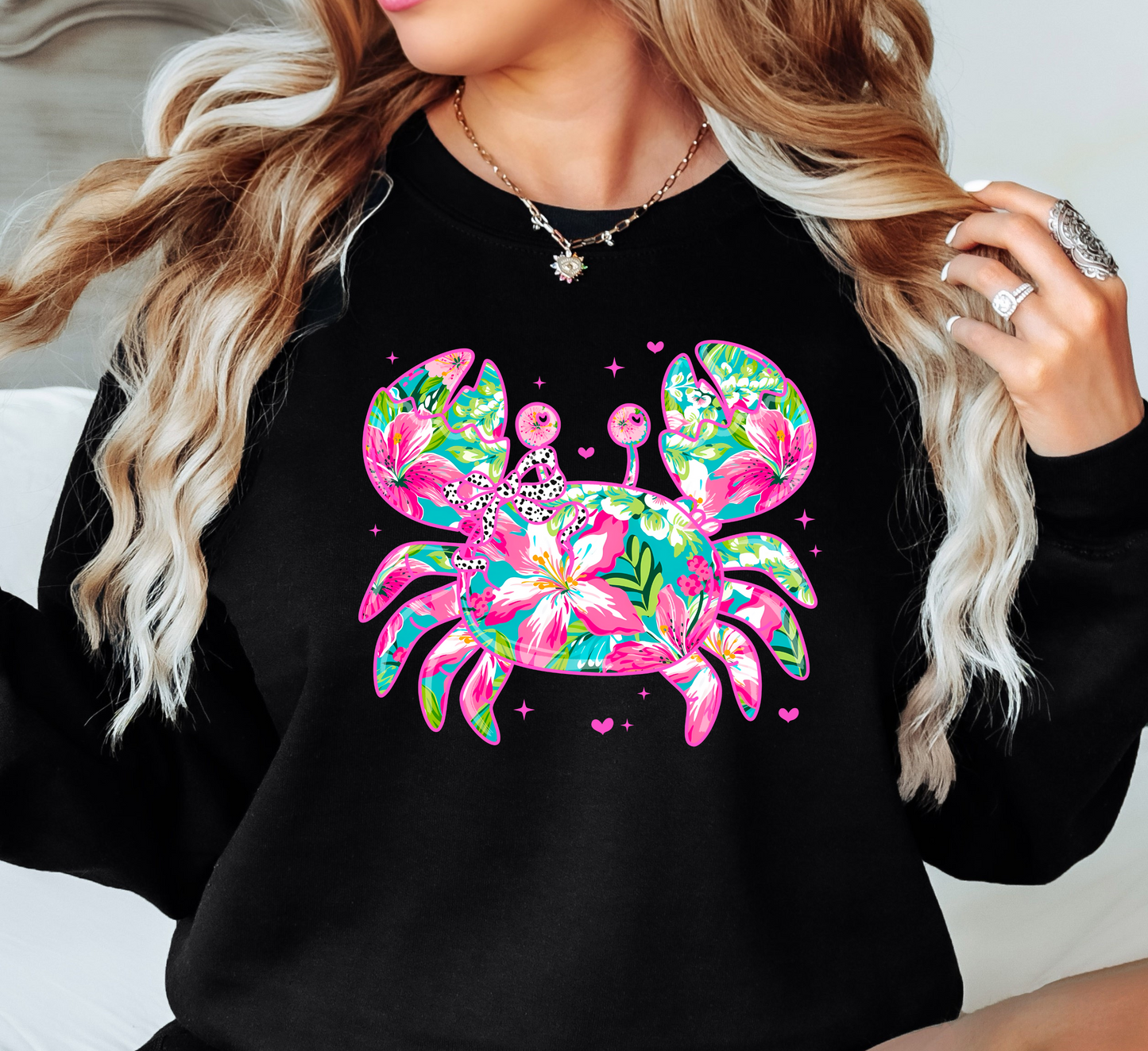 Floral Tropical Crab Sweatshirt | Beach Breeze Collection | Unique Gifts for Family Friends