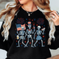 Patriotic Skeletons Sweatshirt | Stars and Stripes Collection | Unique Gifts for Family and Friends