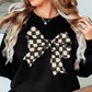 Checkered Bow Sweatshirt | Groovy Vibes Collection | Unique Gifts for Family and Friends