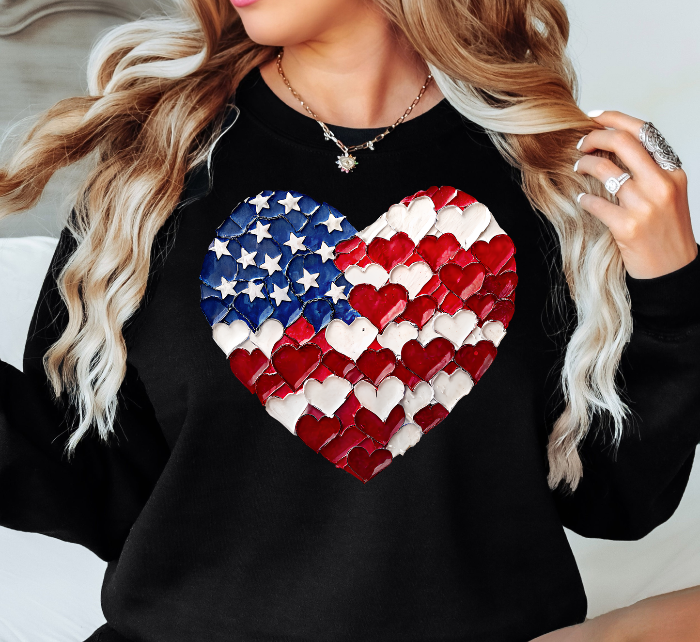 USA Heart Brushstrokes Sweatshirt | Stars and Stripes Collection | Unique Gifts for Family and Friends