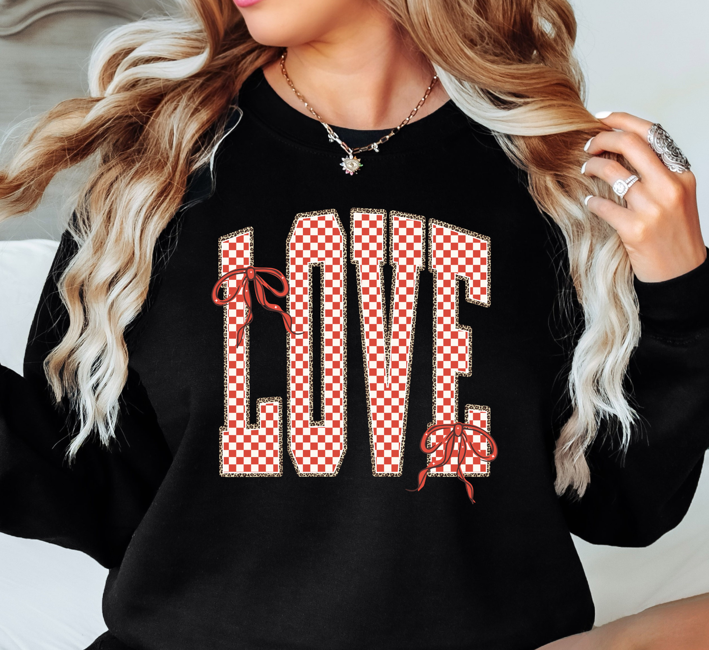 Retro Checkered Love Sweatshirt | XoXo Love Collection | Unique Gifts for Family Friends