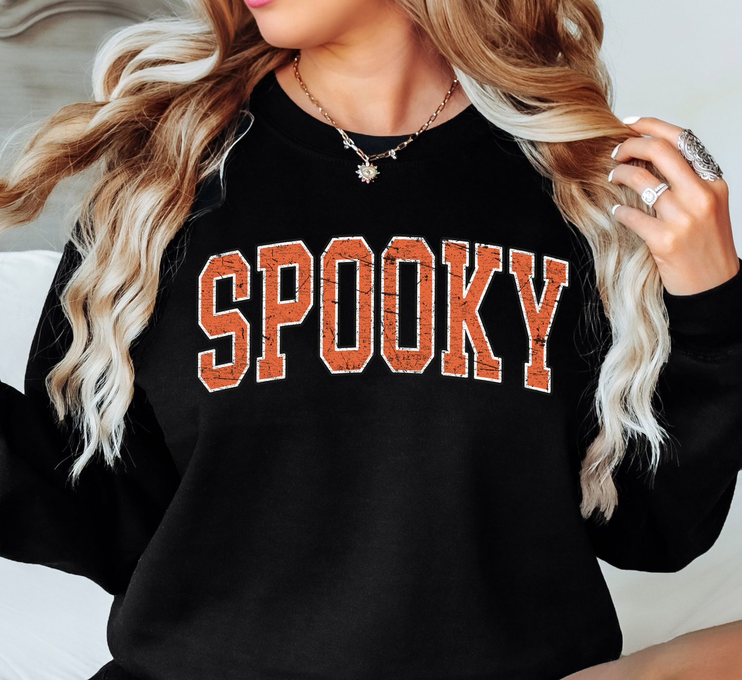 Spooky Varsity Sweatshirt | Boo-tiful Vibes Collection | Unique Gifts for Family Friends