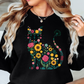Floral Cat Outline Sweatshirt | Pawsitive Vibes Collection | Unique Gifts for Family and Friends