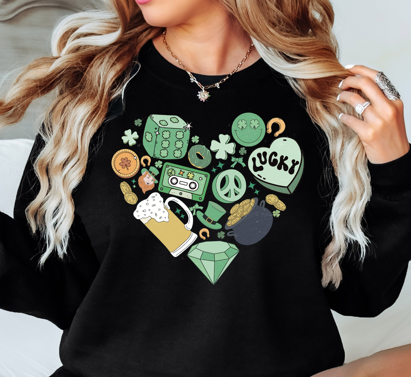 Lucky Heart Doodle Sweatshirt | Feeling Lucky Collection | Unique Gifts for Family Friends