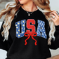 Preppy USA Floral Bow Sweatshirt | Stars and Stripes Collection | Unique Gifts for Family and Friends