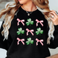 Coquette Bow and Clovers Sweatshirt | Feeling Lucky Collection | Unique Gifts for Family Friends