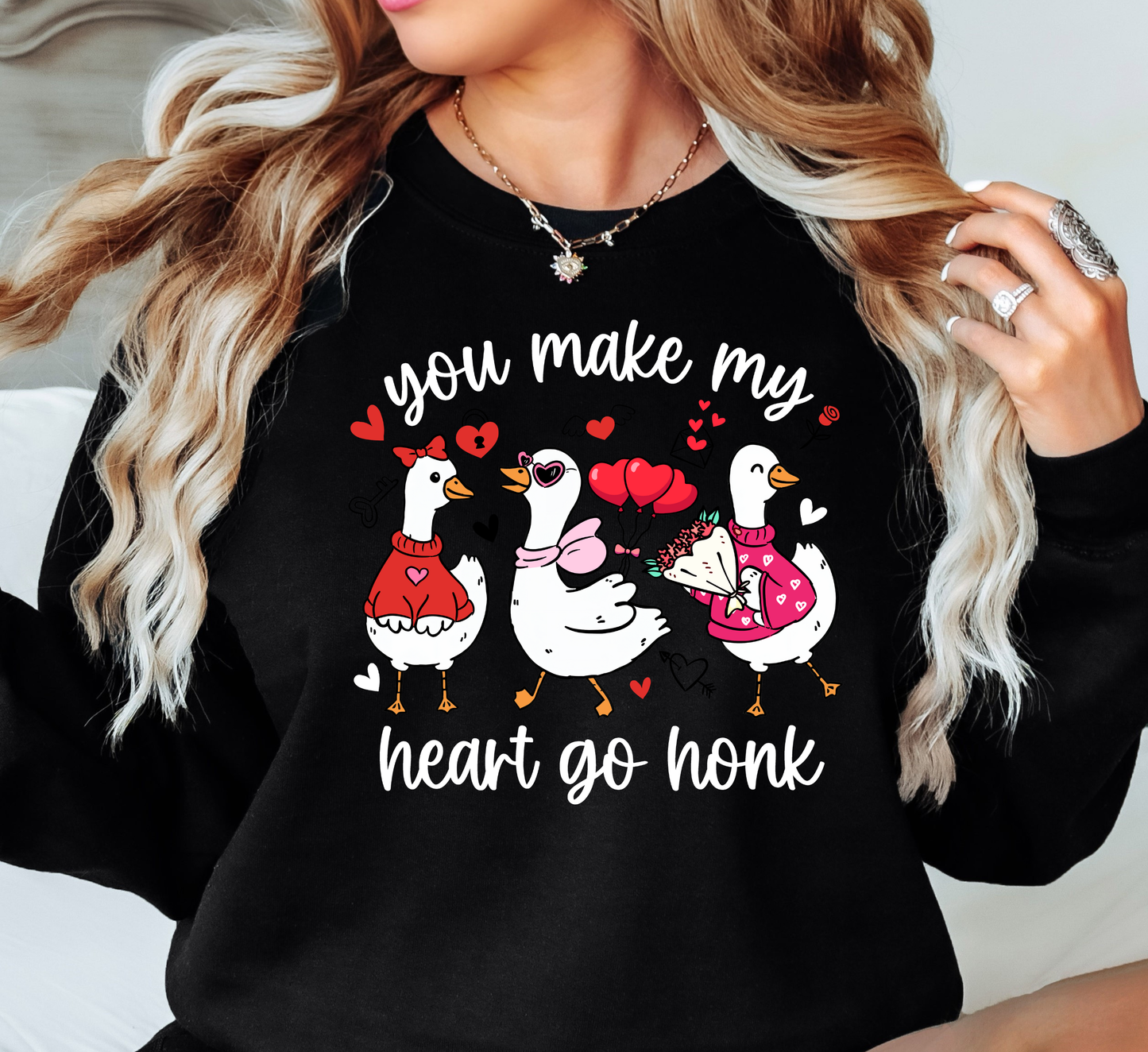 Goose Heart Go Honk Sweatshirt | XoXo Love Collection | Unique Gifts for Family Friends