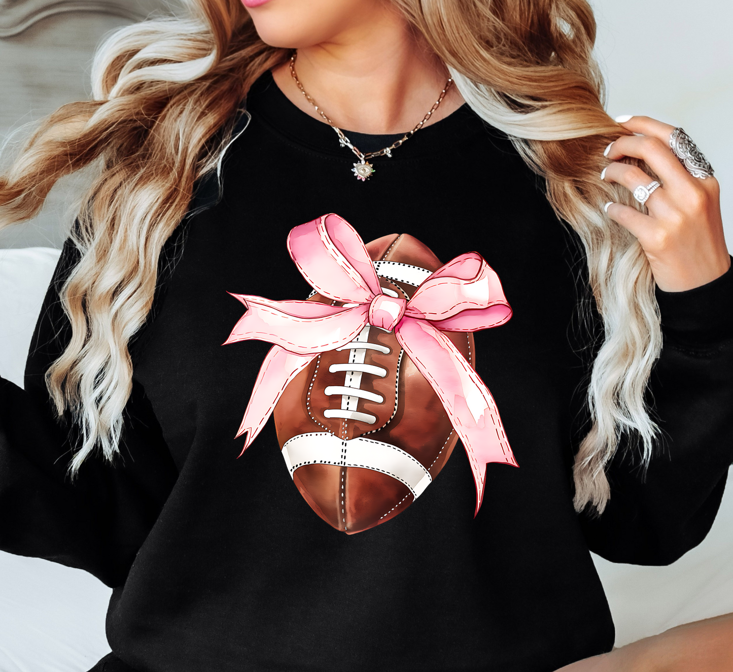 Coquette Football Bow Sweatshirt | Groovy Vibes Collection | Unique Gifts for Family and Friends