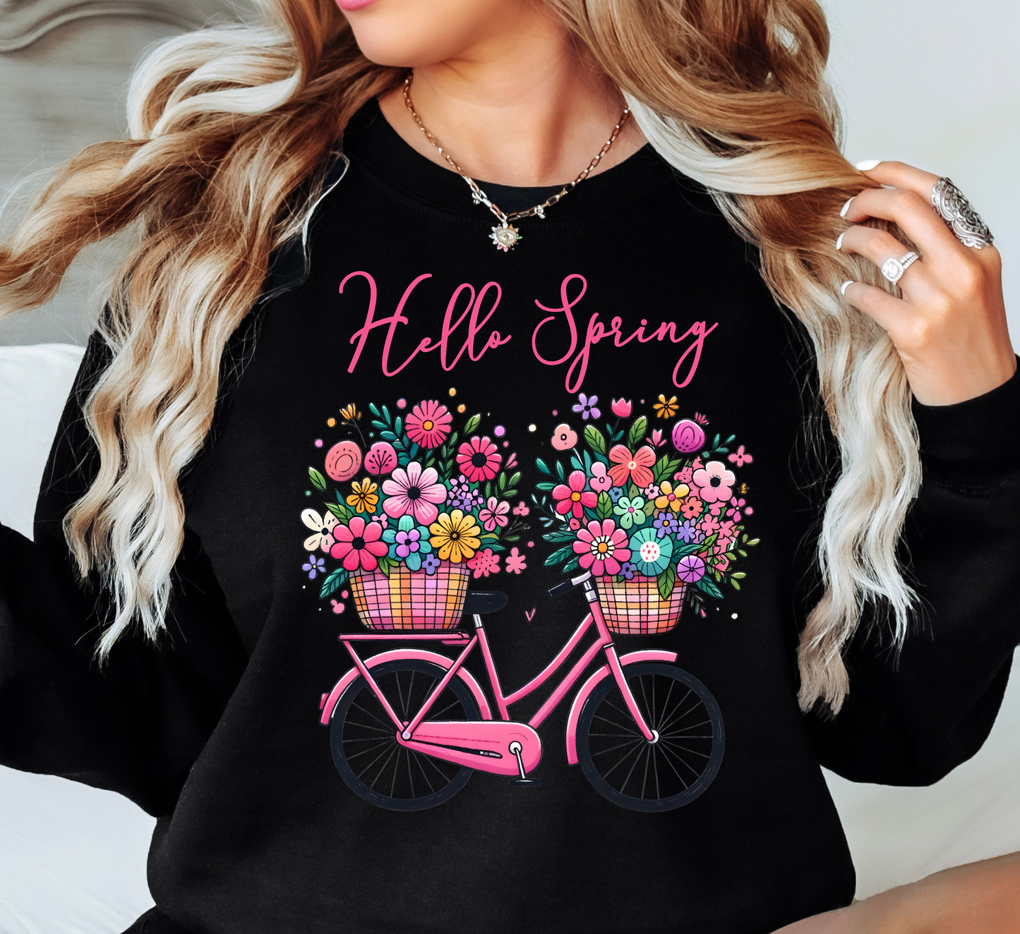 Hello Spring Bicycle Sweatshirt | Spring Fling Collection | Unique Gifts for Family Friends