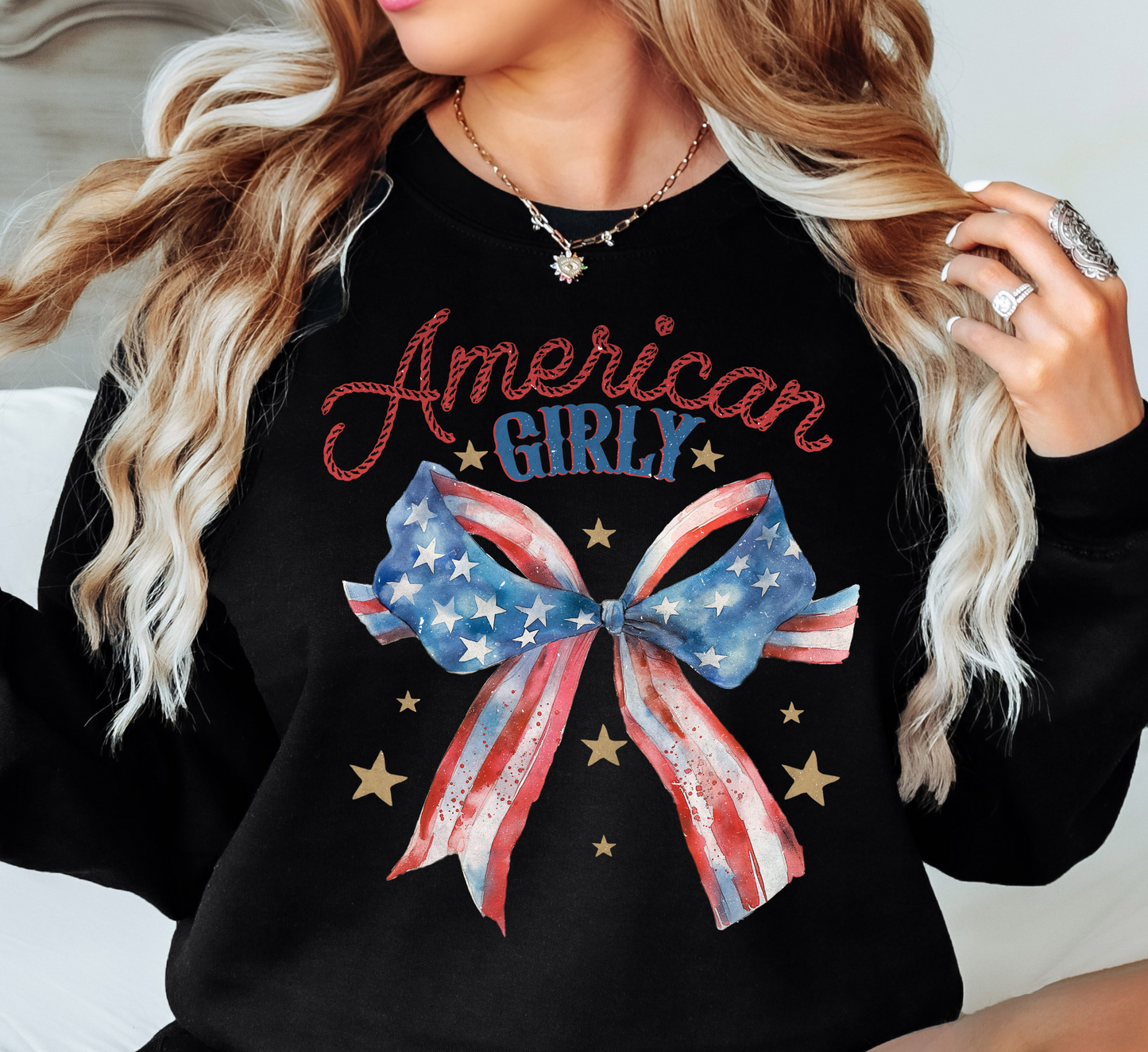 American Girly Sweatshirt | Stars and Stripes Collection | Unique Gifts for Family