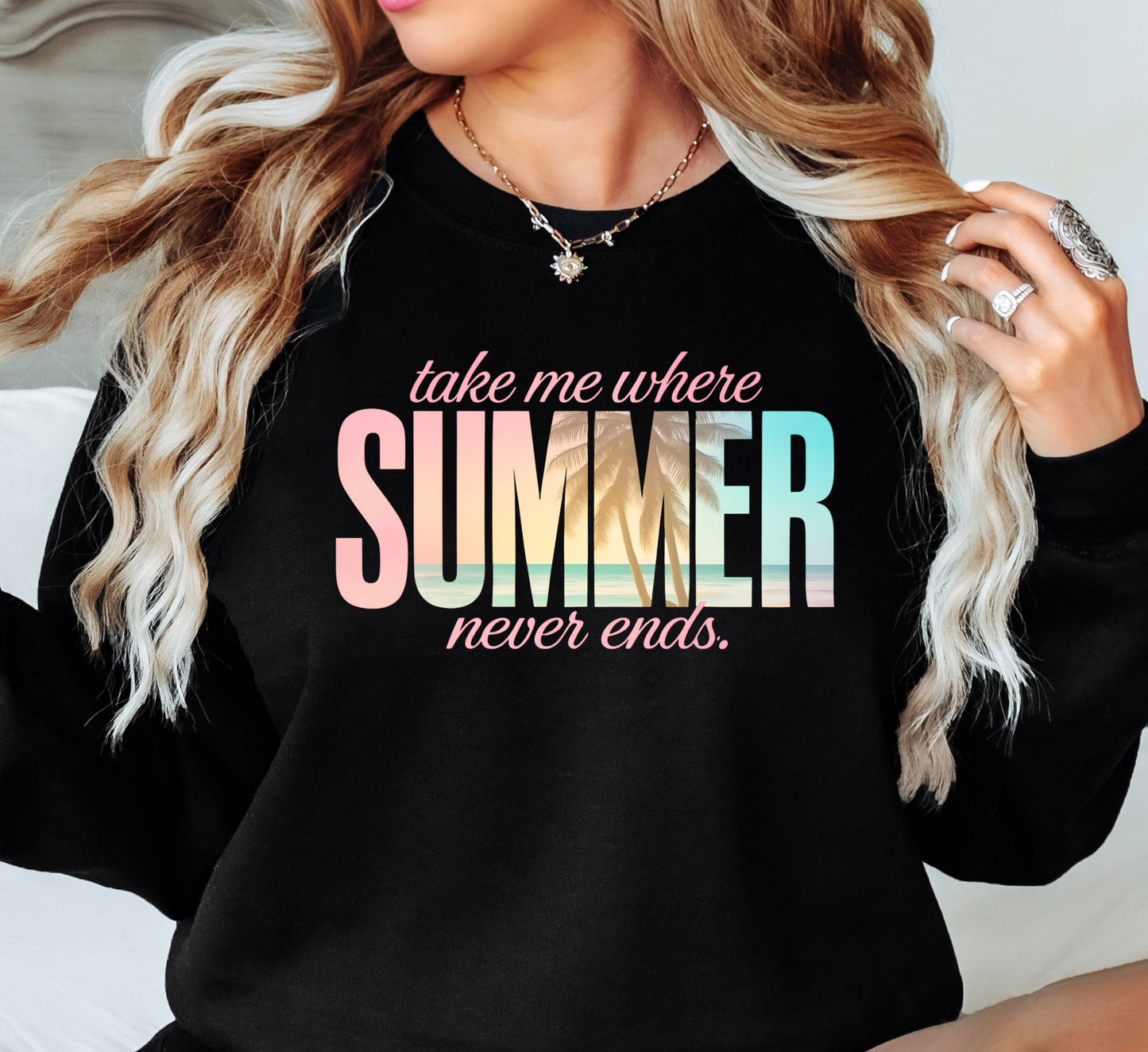 Summer Never Ends Sweatshirt | Beach Breeze Collection | Unique Gifts for Family Friends