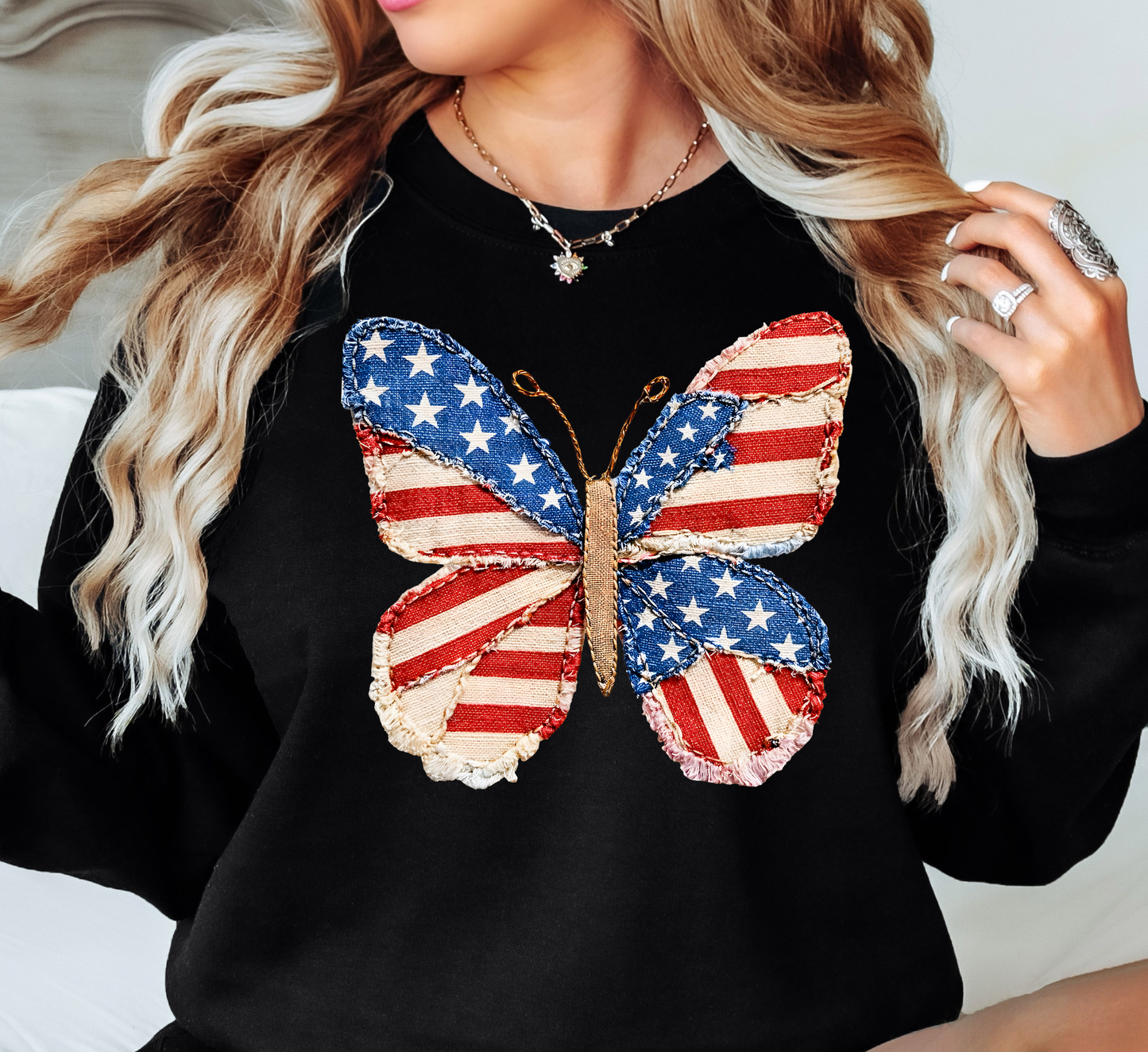 USA Butterfly Sweatshirt | Stars and Stripes Collection | Unique Gifts for Family and Friends