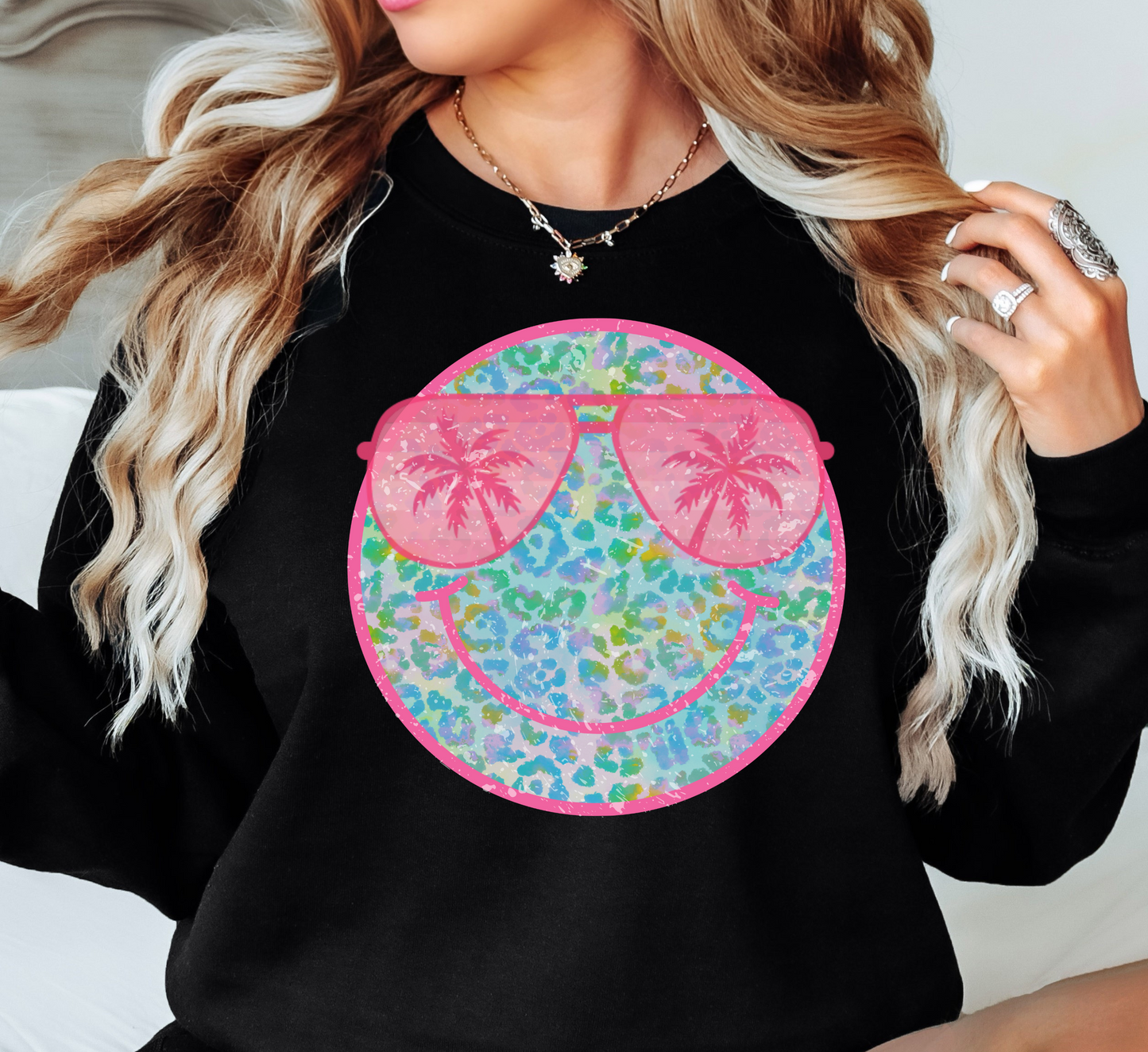 Leopard Beach Smiley Sweatshirt | Beach Breeze Collection | Unique Gifts for Family Friends