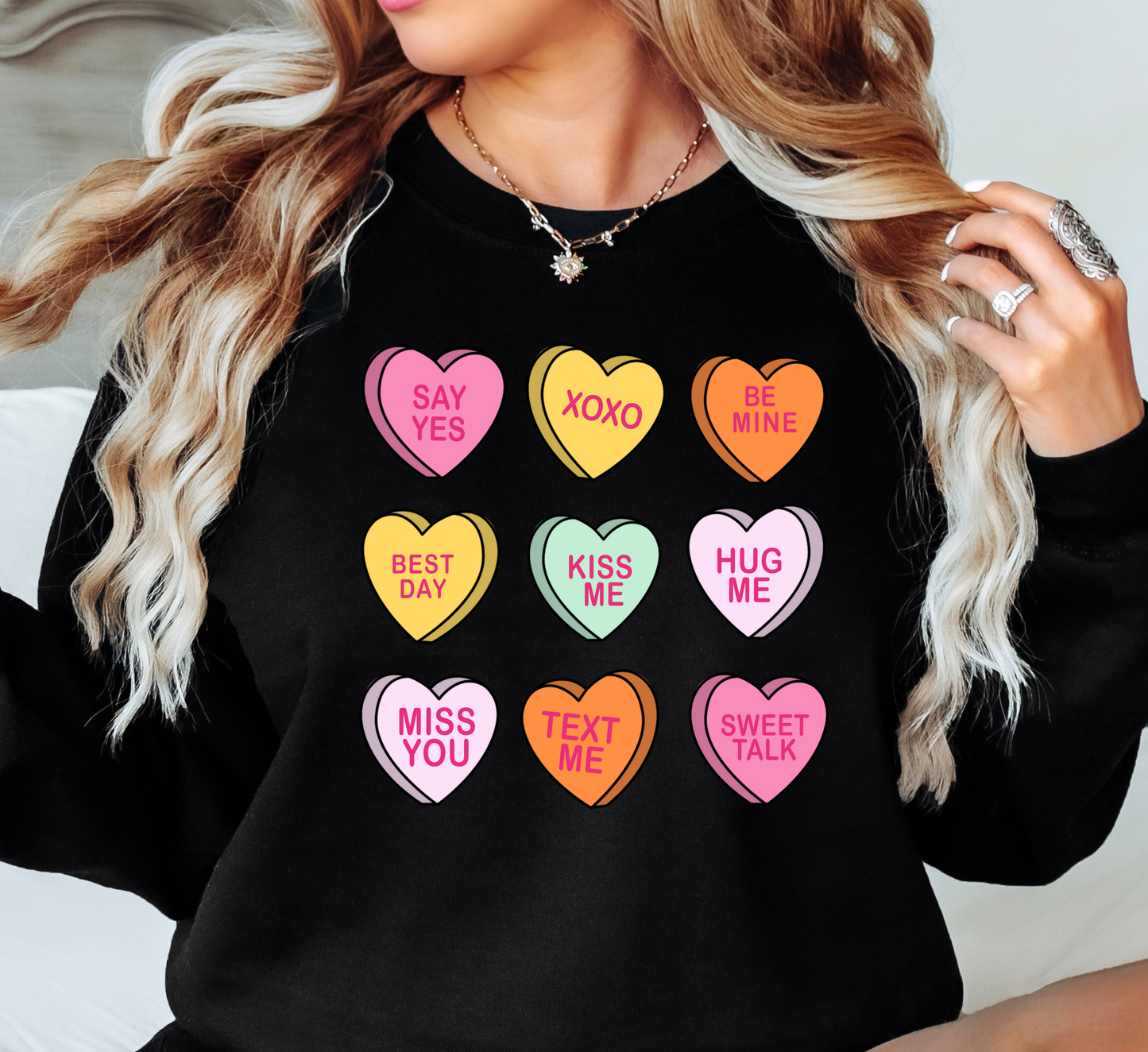 Conversation Candy Hearts Sweatshirt | XoXo Love Collection | Unique Gifts for Family Friends