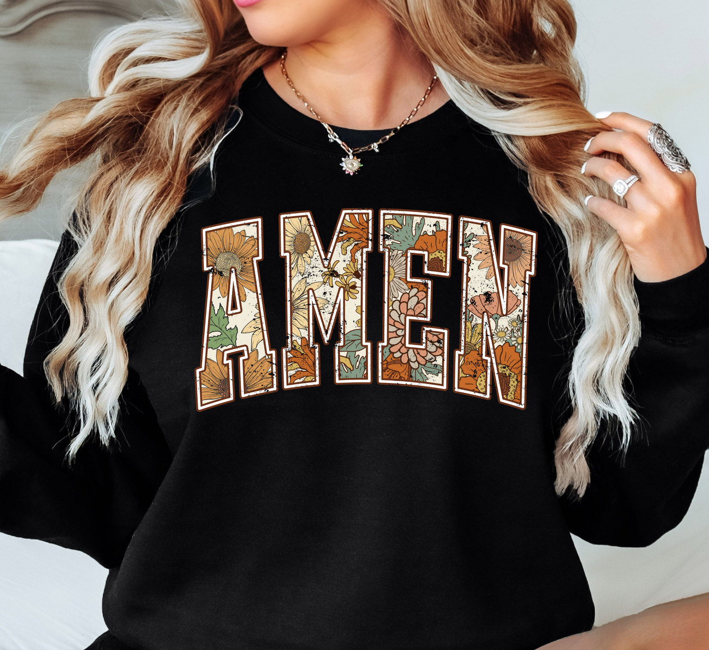 Floral Amen Sweatshirt | Walk By Faith Collection | Unique Gifts for Family and Friends