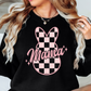 Checkered Mama Bunny Sweatshirt | Mama Mode Activated Collection | Unique Gifts for Family Friends