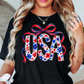 Floral Coquette USA Tee | Stars and Stripes Collection | Unisex Pre-Shrunk T-Shirt