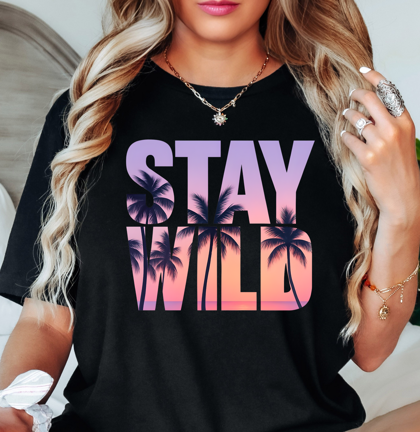 Stay Wild Palm Trees Tee | Beach Breeze Collection | Unisex Pre-Shrunk T-Shirt