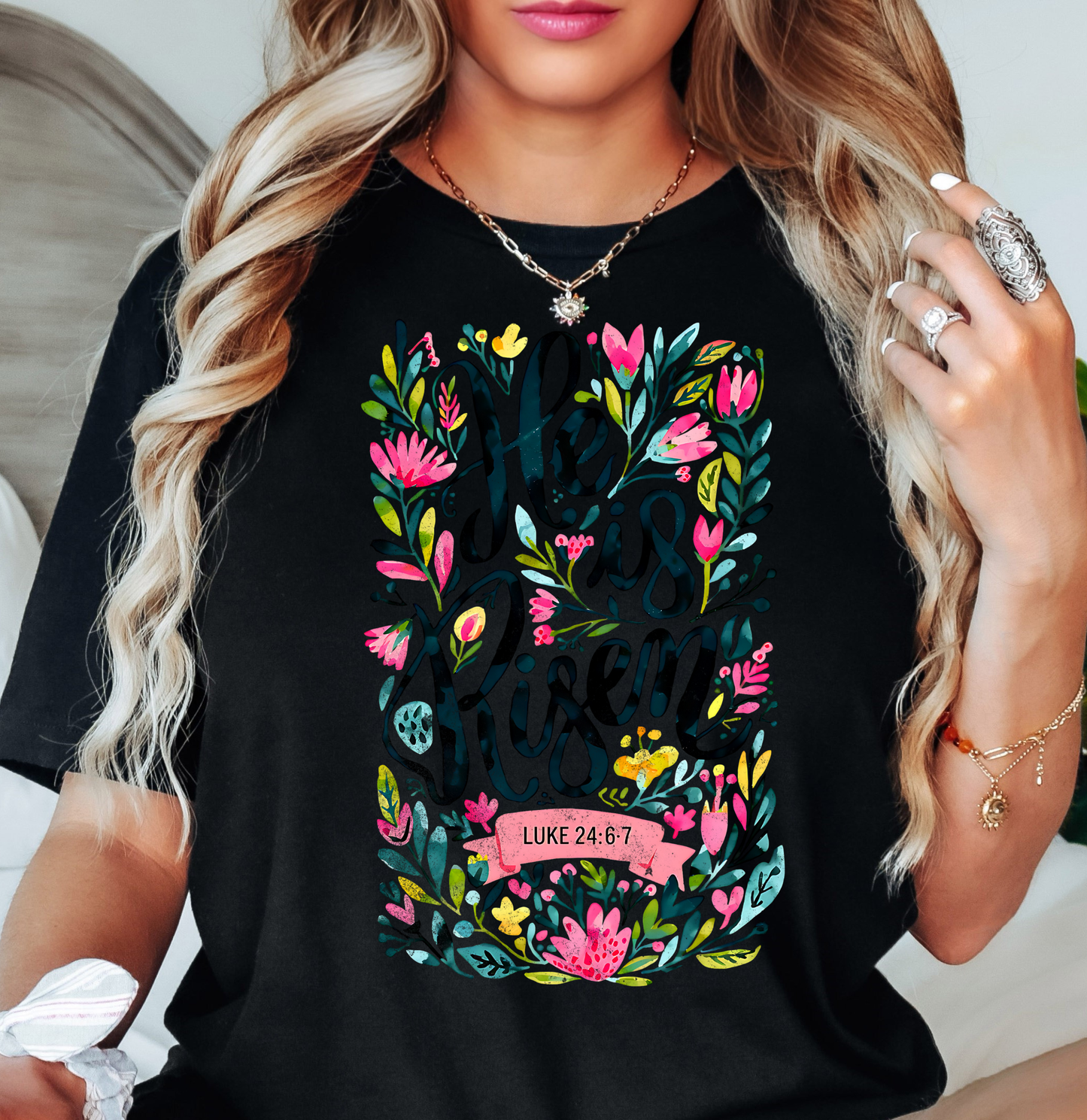 He Is Risen Floral Wreath Tee | Walk By Faith Collection | Unisex Pre-Shrunk T-Shirt