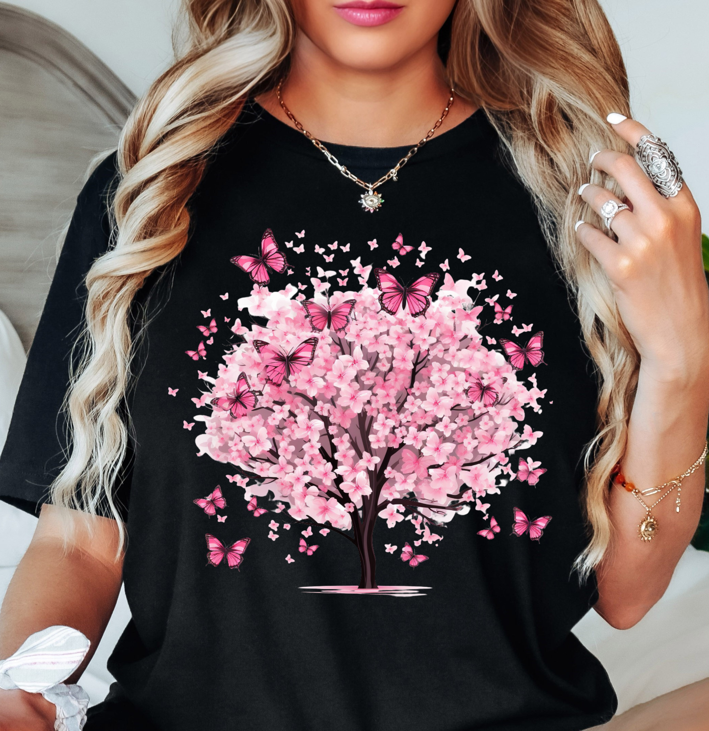 Cherry Blossom Butterflies Tee | Spring Fling Collection | Unisex Pre-Shrunk T-Shirt