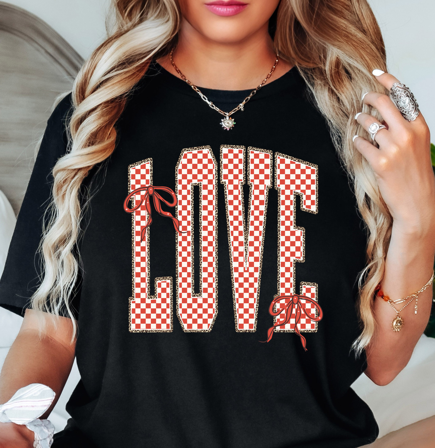 Retro Checkered Love Tee | XoXo Love Collection | Unisex Pre-Shrunk T-Shirt