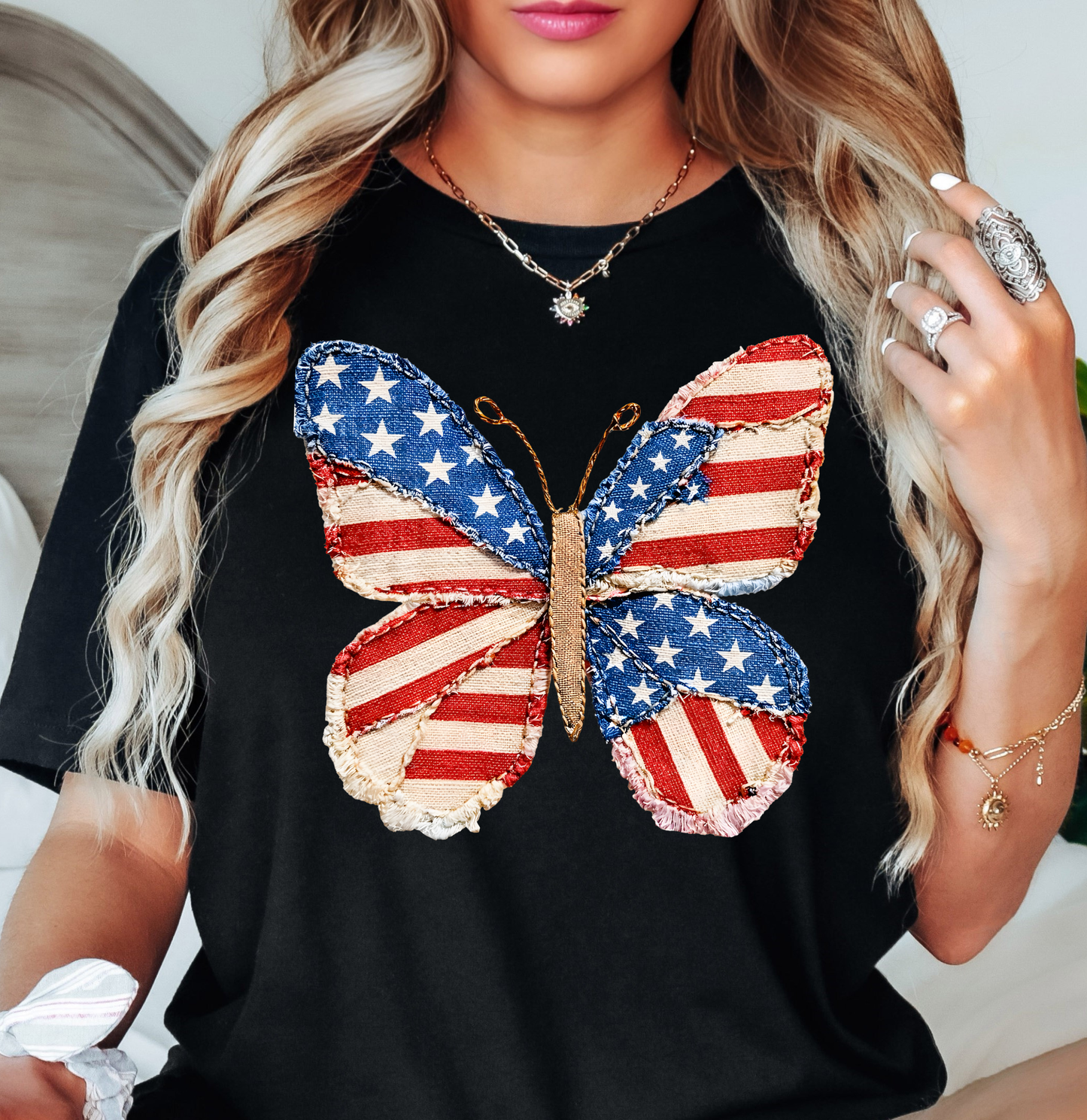 USA Butterfly Tee | Stars and Stripes Collection | Unisex Pre-Shrunk T-Shirt