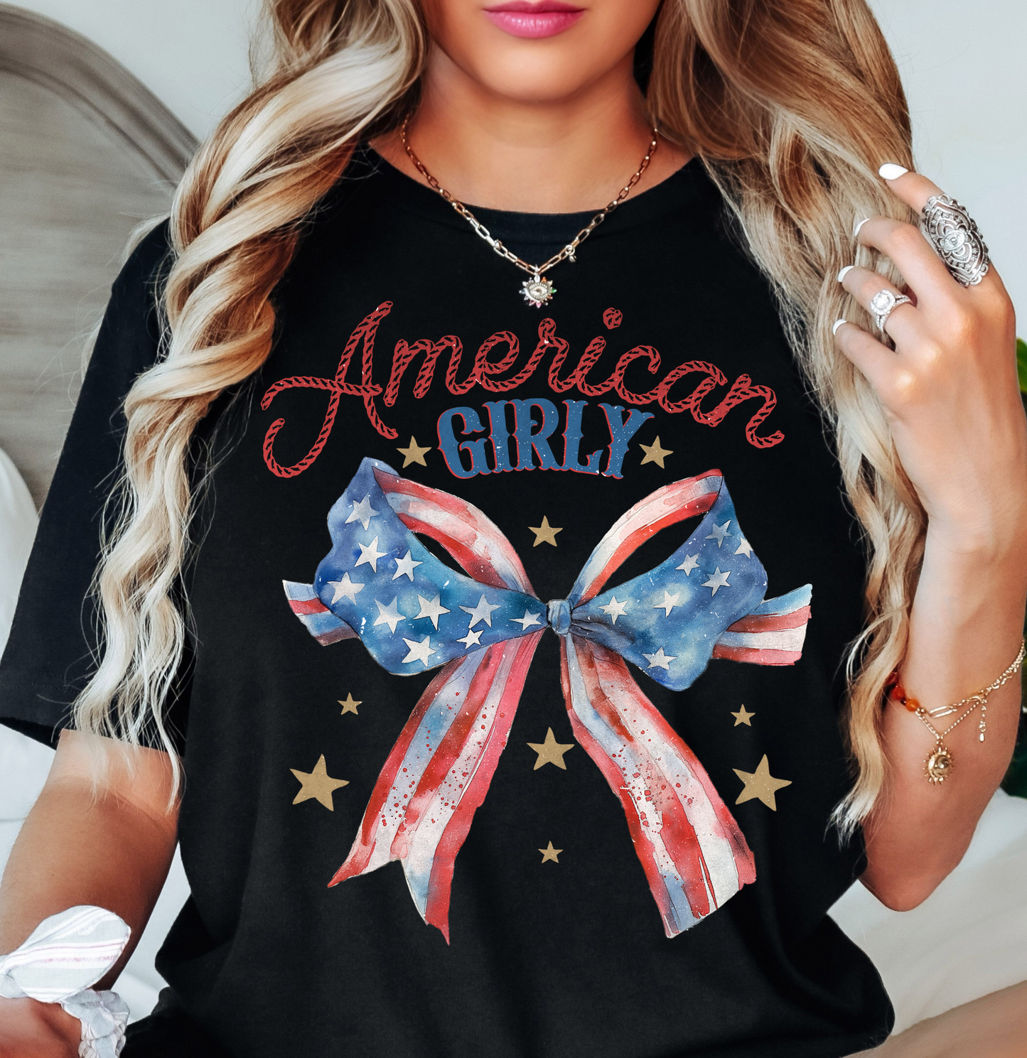 American Girly Tee | Stars and Stripes Collection | Unisex Pre-Shrunk T-Shirt