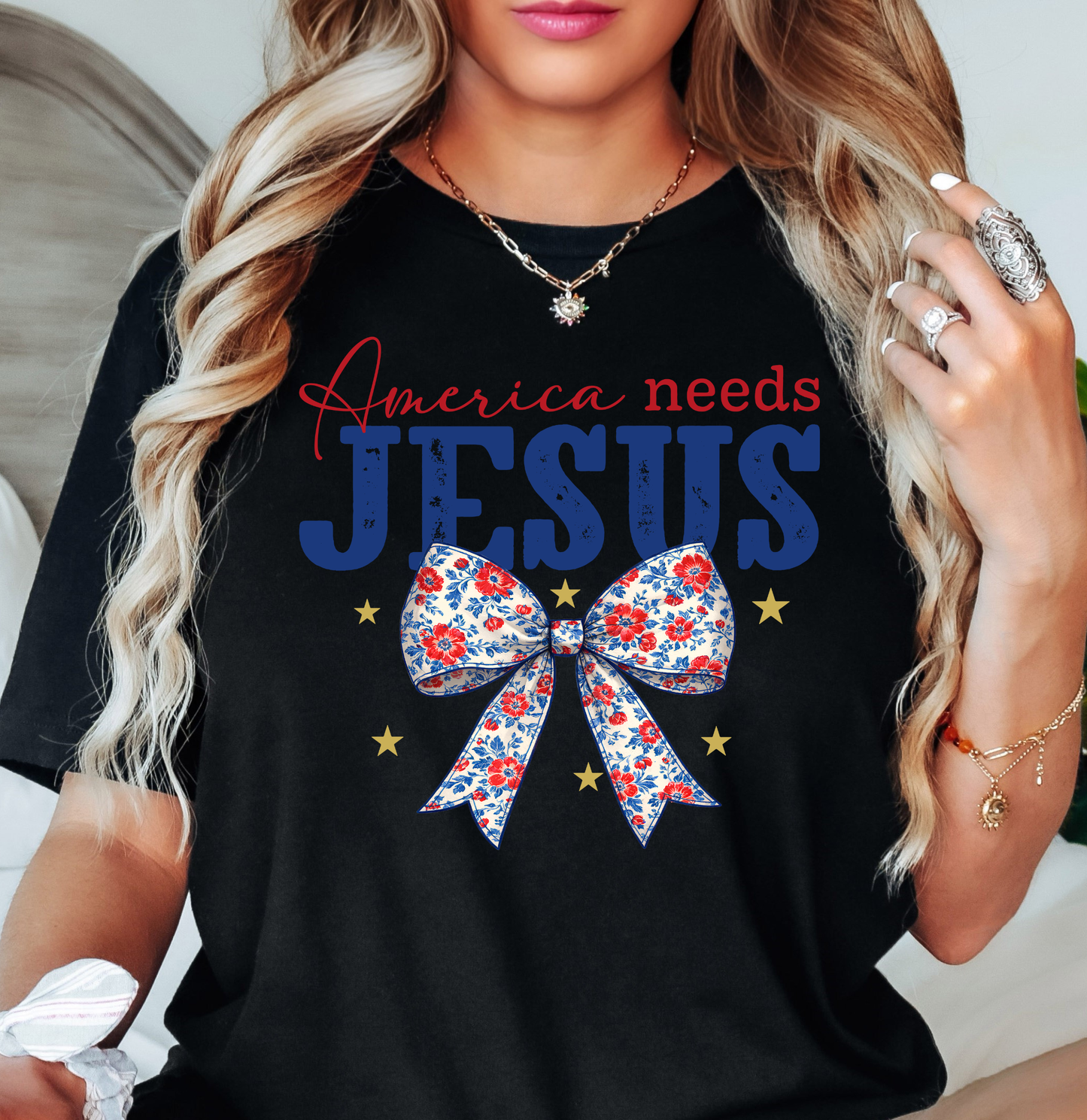 America Needs Jesus Tee | Stars and Stripes Collection | Unisex Pre-Shrunk T-Shirt