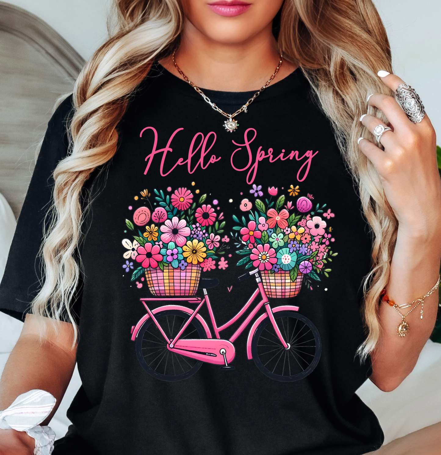 Hello Spring Bicycle Tee | Spring Fling Collection | Unisex Pre-Shrunk T-Shirt