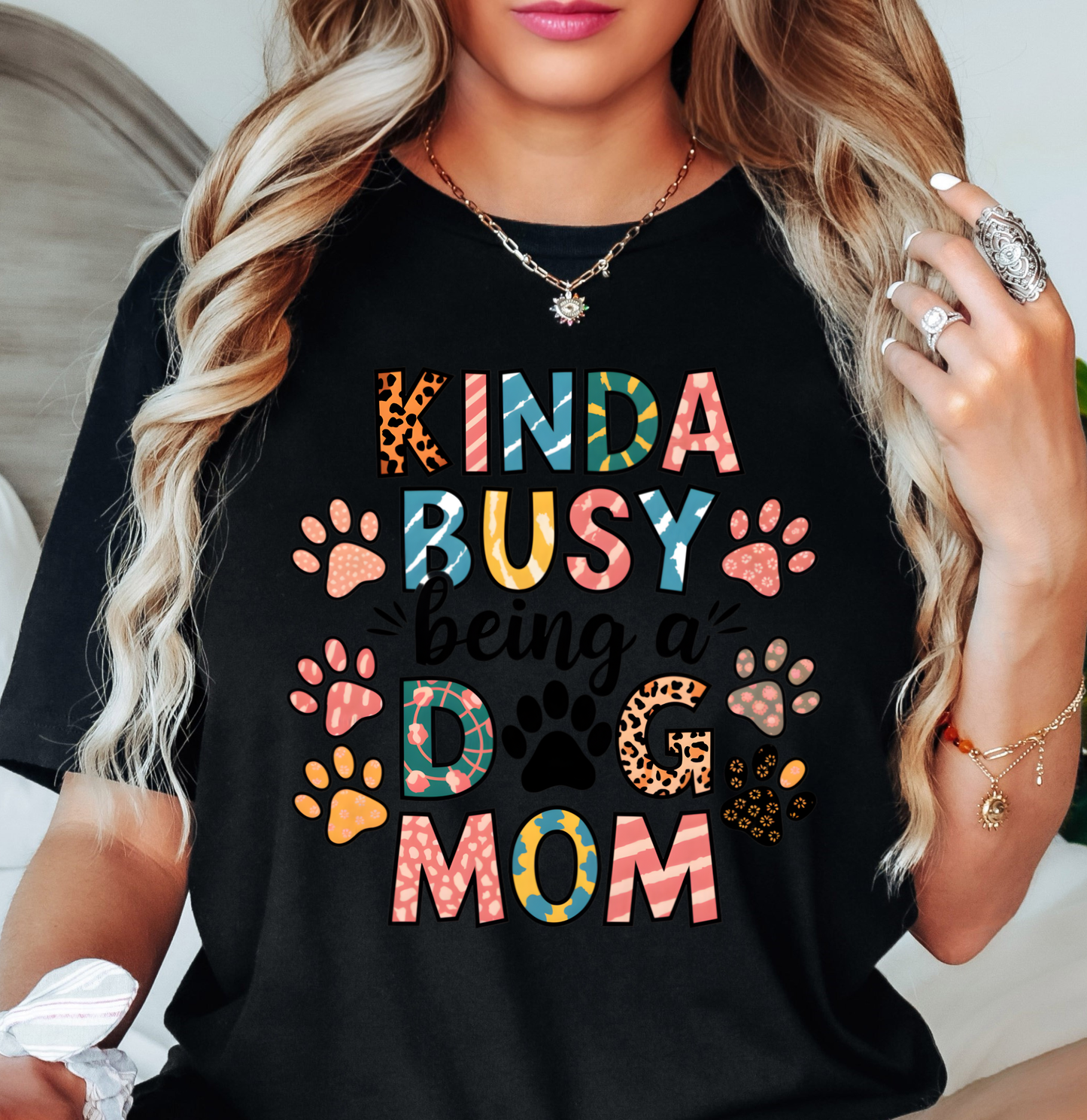 Kinda Busy (Dog Mom) Tee | Pawsitive Vibes Collection | Unisex Pre-Shrunk T-Shirt