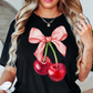 Cute Cherry Bow Tee | Groovy Vibes Collection | Unisex Pre-Shrunk T-Shirt