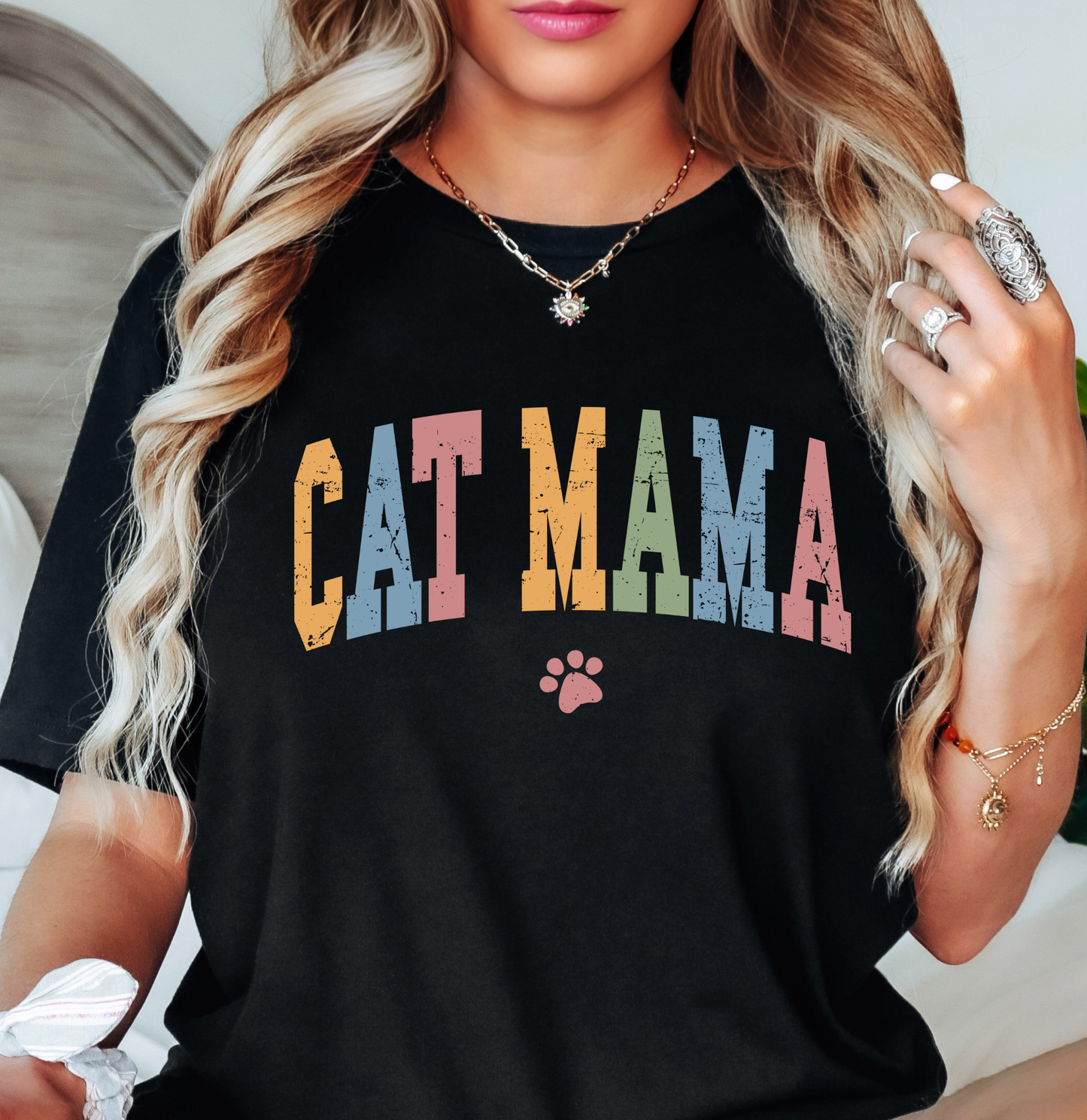 Cat Mama Tee | Pawsitive Vibes Collection | Unisex Pre-Shrunk T-Shirt