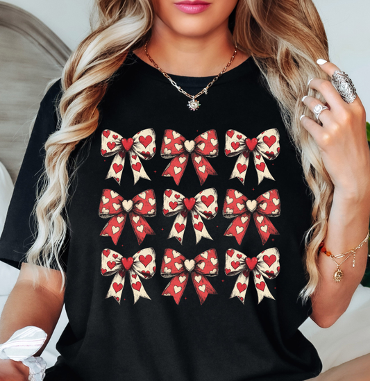Coquette Bows Red Tan Tee | XoXo Love Collection | Unisex Pre-Shrunk T-Shirt
