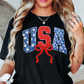 Preppy USA Floral Bow Tee | Stars and Stripes Collection | Unisex Pre-Shrunk T-Shirt