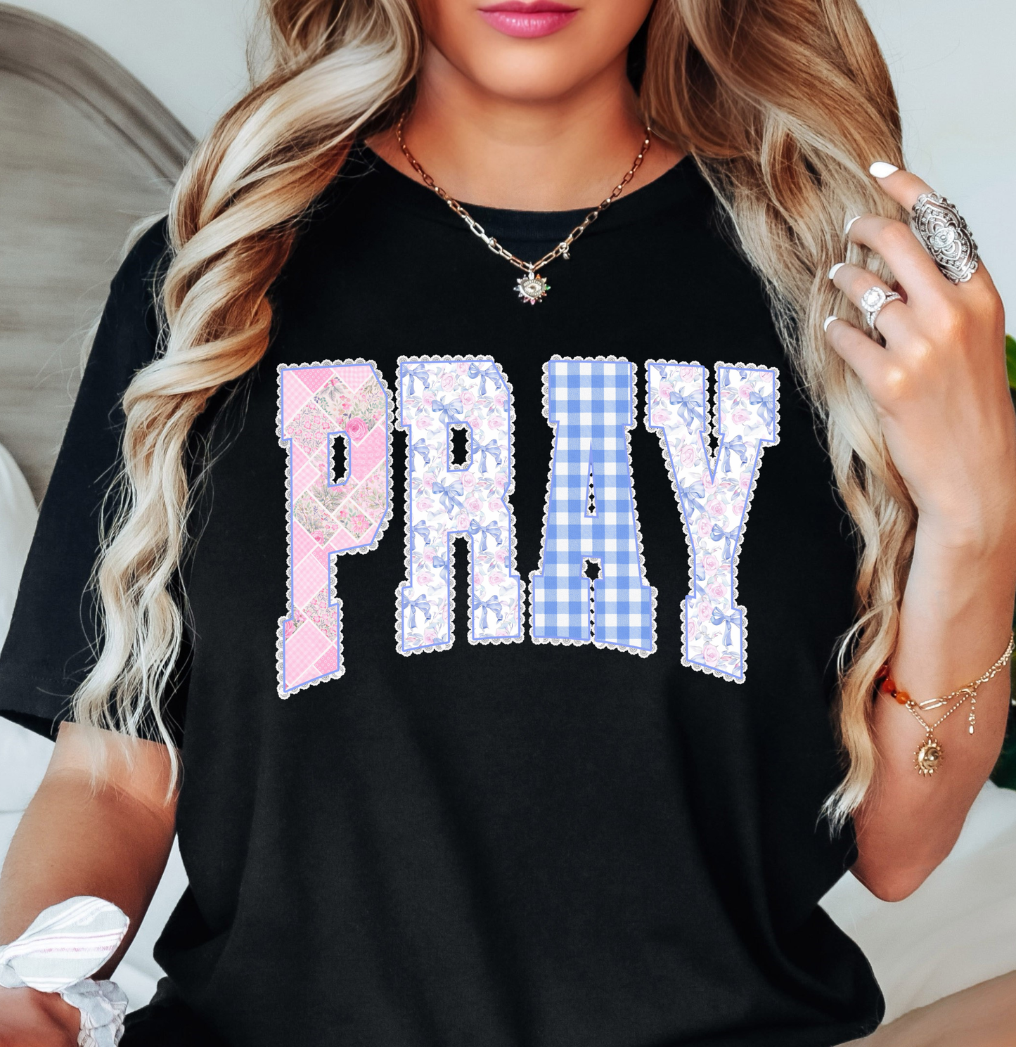 Pray Preppy Coquette Tee | Walk By Faith Collection | Unisex Pre-Shrunk T-Shirt