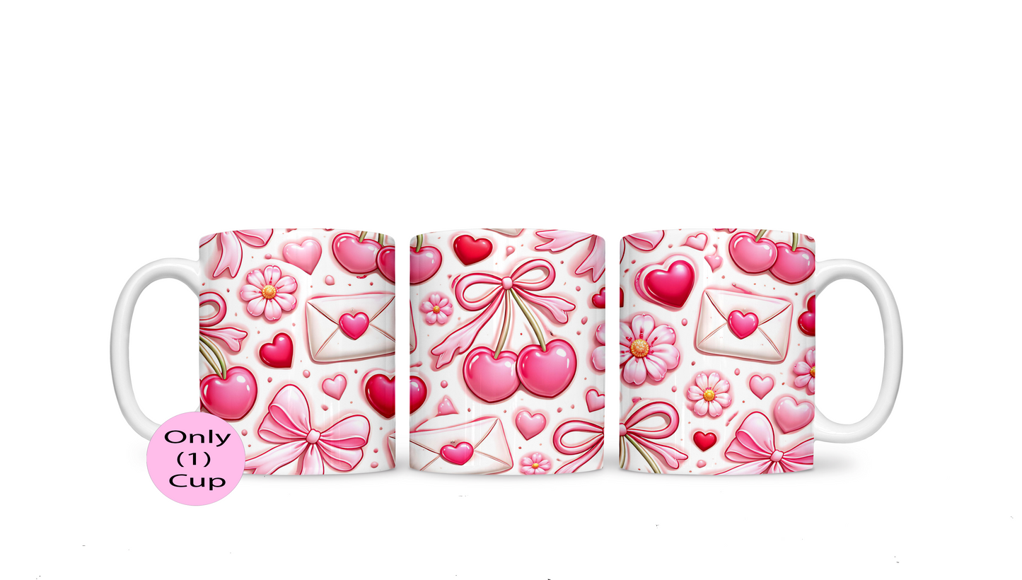 Cherries Hearts and Bows | 11oz (Ceramic) Mug | Unique Gifts for Family Friends