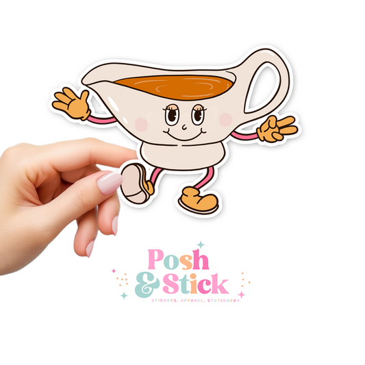 Retro Cup O' Gravy | Harvest Joy Clear Vinyl Stickers | Unique Gifts For Family Friends